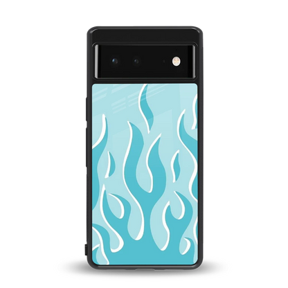 Y2K Retro Blue Flames back phone cover | glass case for google pixel 6a