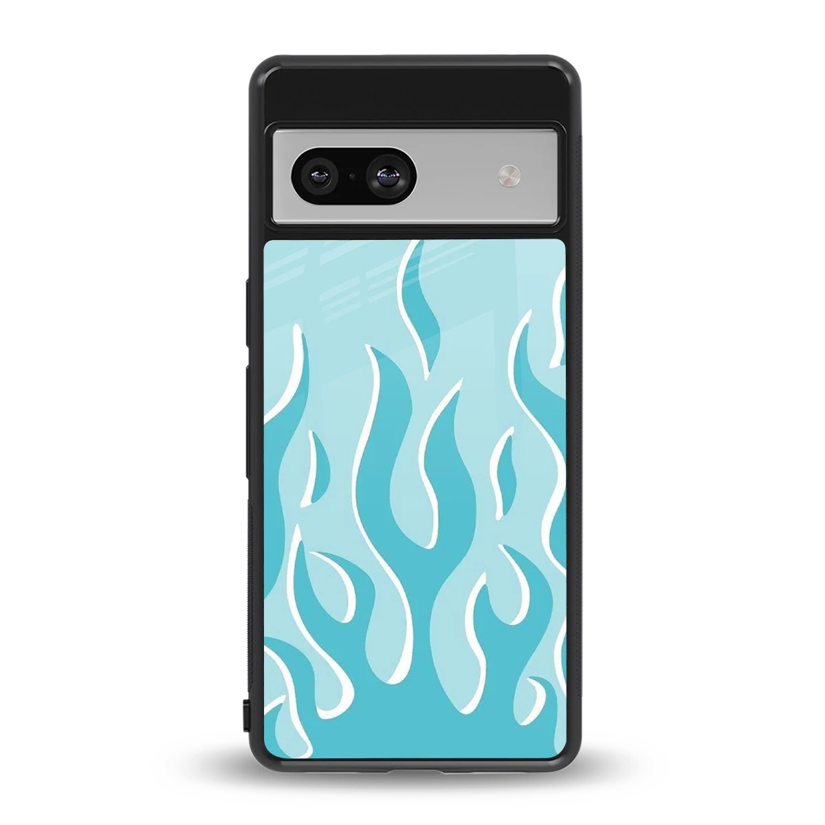 Y2K Retro Blue Flames back phone cover | glass case for google pixel 7a