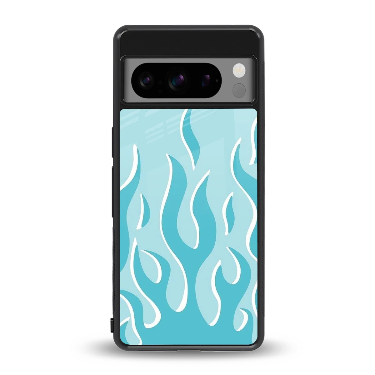 Y2K Retro Blue Flames back phone cover | glass case for google pixel 8 pro