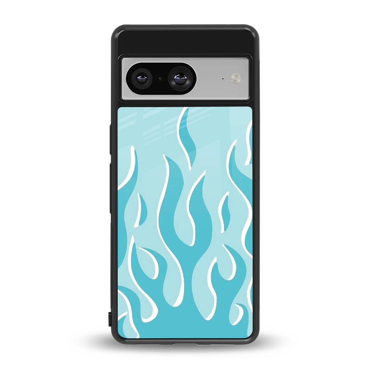 Y2K Retro Blue Flames back phone cover | glass case for google pixel 8