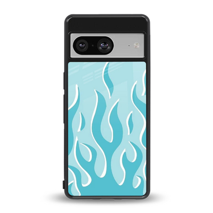 Y2K Retro Blue Flames back phone cover | glass case for google pixel 8