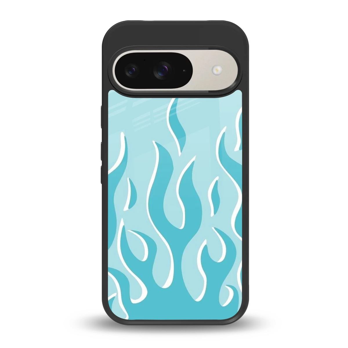 Y2K Retro Blue Flames back phone cover | glass case for google pixel 9