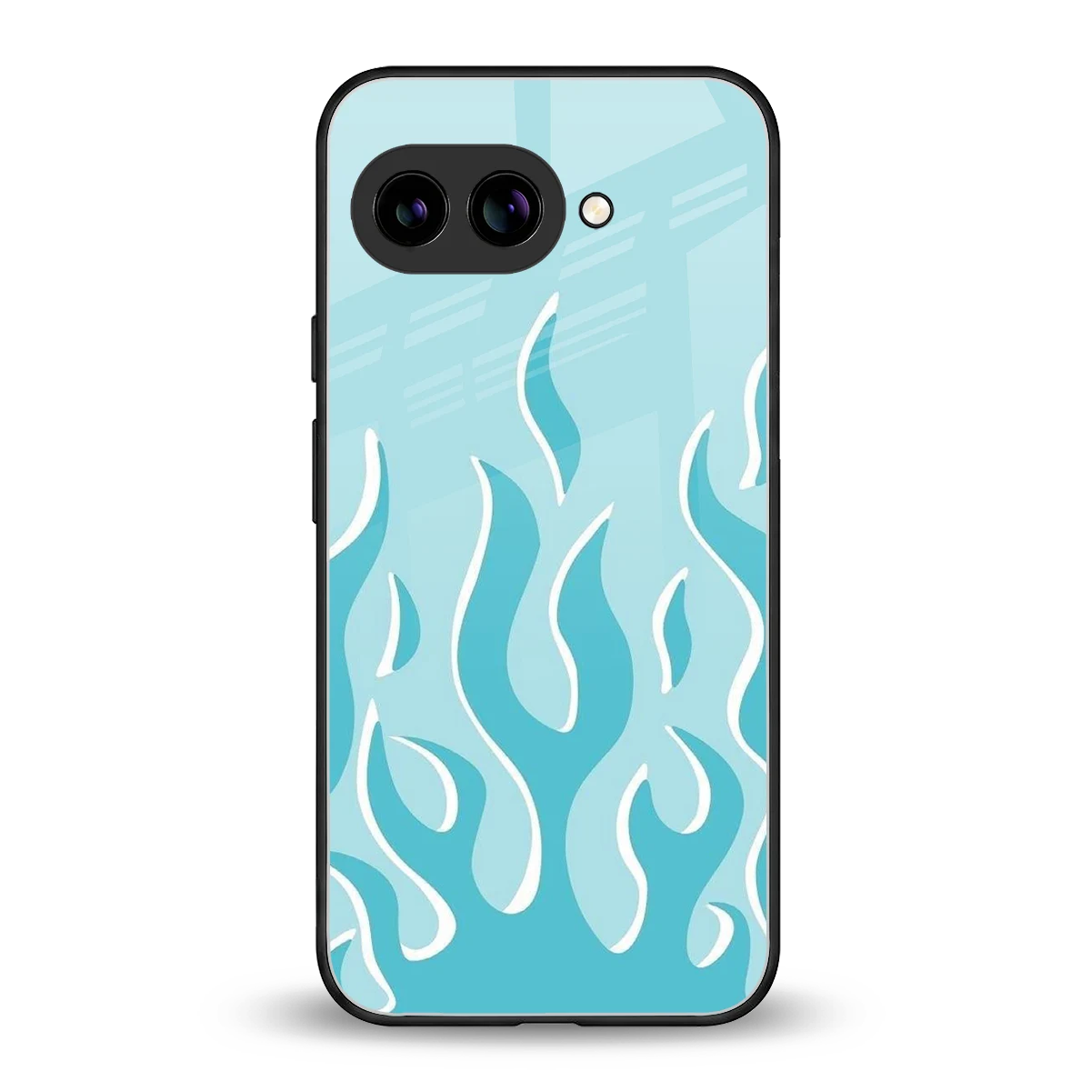 Y2K Retro Blue Flames back phone cover | glass case for google pixel 9a