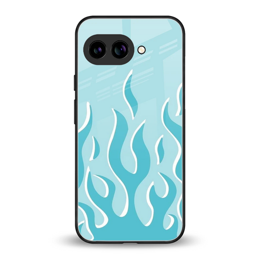 Y2K Retro Blue Flames back phone cover | glass case for google pixel 10a