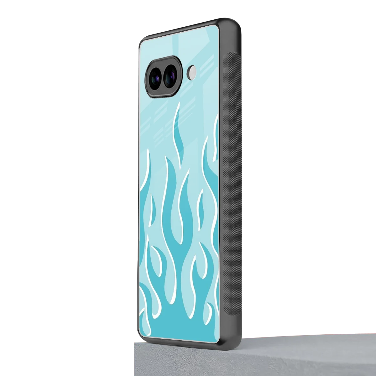 Y2K Retro Blue Flames google pixel 9a mobile cover | shockproof glass phone case