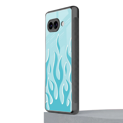 Y2K Retro Blue Flames google pixel 9a mobile cover | shockproof glass phone case