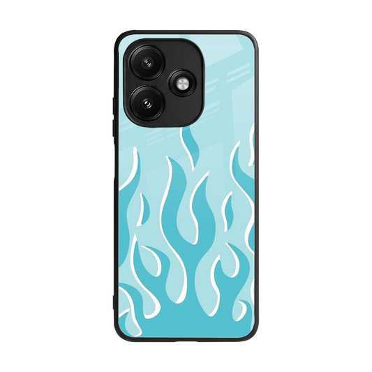 Y2K Retro Blue Flames back phone cover | glass case for redmi 12 5g