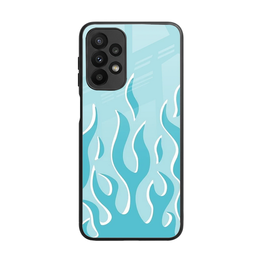 Y2K Retro Blue Flames back phone cover | glass case for samsung galaxy a23