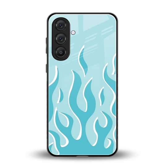 Y2K Retro Blue Flames back phone cover | glass case for samsung galaxy m36 5g