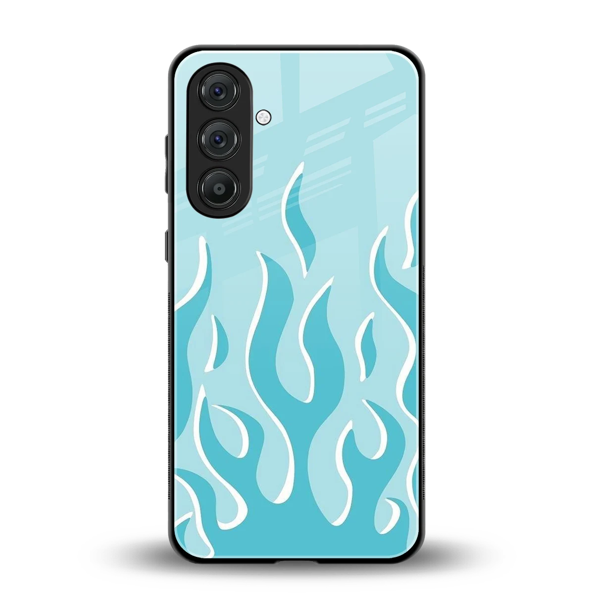 Y2K Retro Blue Flames back phone cover | glass case for samsung galaxy a37 5g
