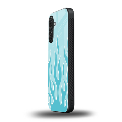 Y2K Retro Blue Flames samsung galaxy a37 5g mobile cover | shockproof glass phone case