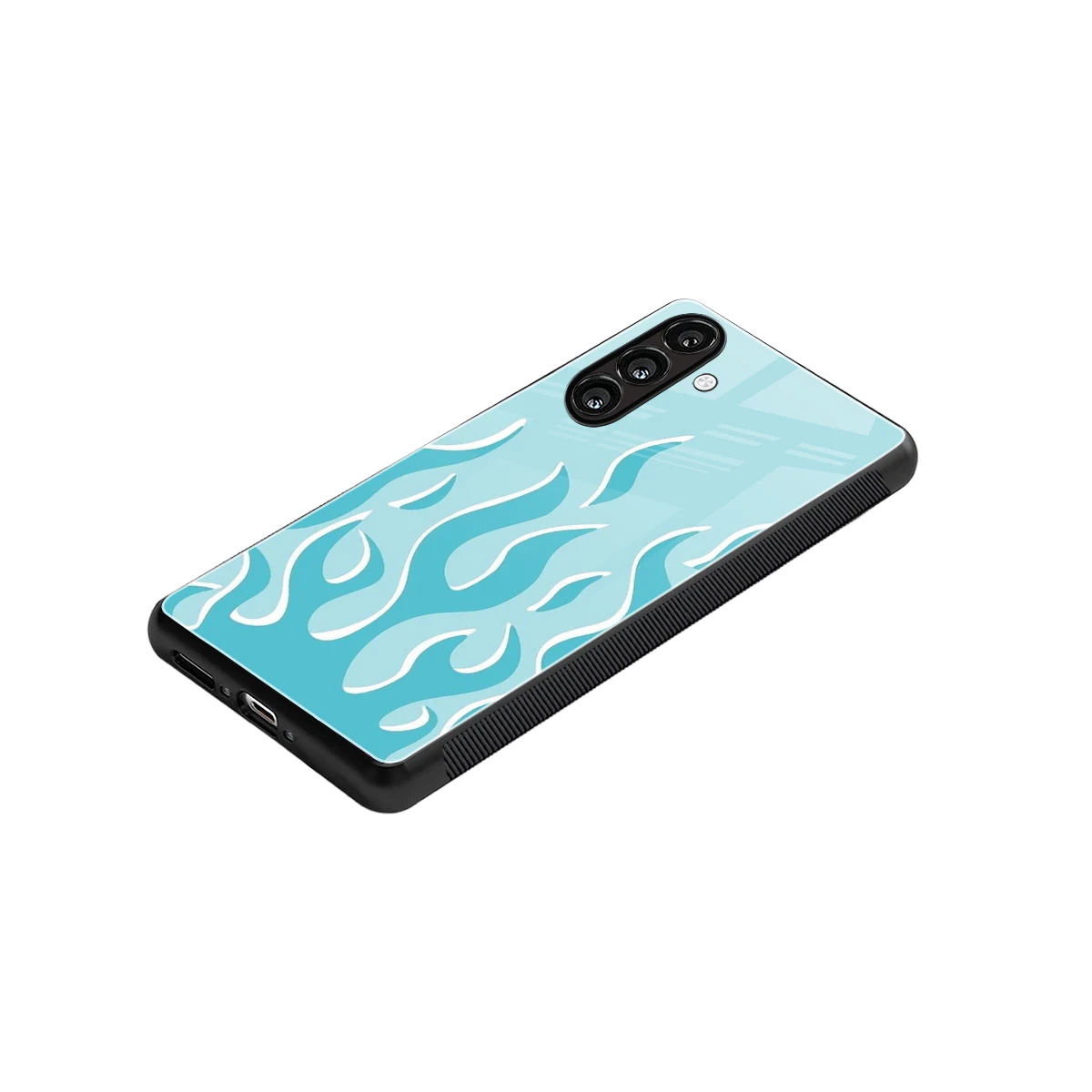 Y2K Retro Blue Flames stylish phone case for samsung galaxy a37 5g | glossy glass and slim fit