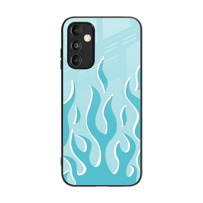 Y2K Retro Blue Flames back phone cover | glass case for samsung galaxy m14 5g