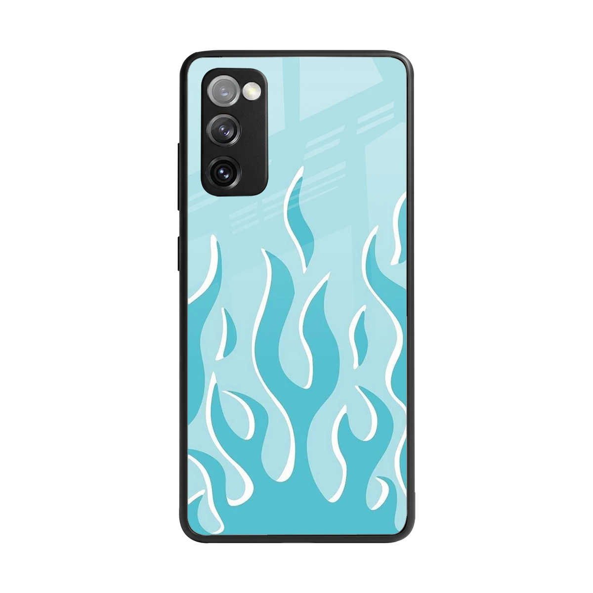 Y2K Retro Blue Flames back phone cover | glass case for samsung galaxy s20 fe