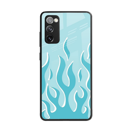 Y2K Retro Blue Flames back phone cover | glass case for samsung galaxy s20 fe