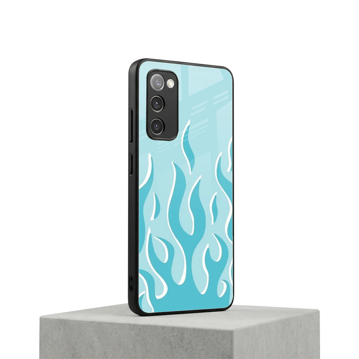 Y2K Retro Blue Flames samsung galaxy s20 fe mobile cover | shockproof glass phone case