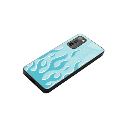Y2K Retro Blue Flames stylish phone case for samsung galaxy s20 fe | glossy glass and slim fit