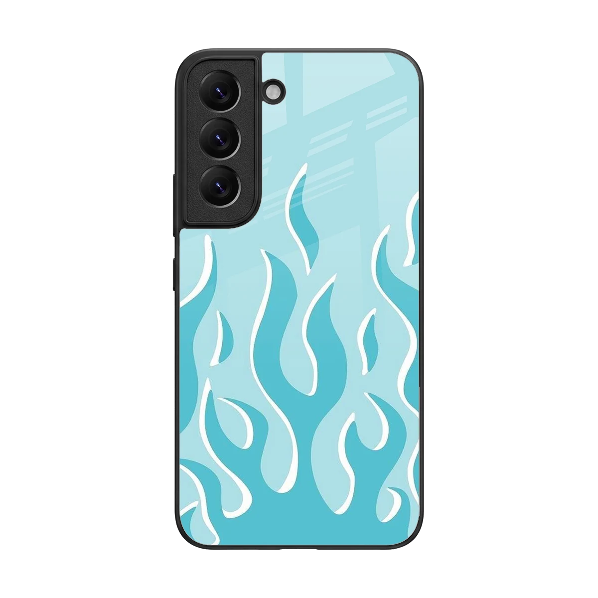 Y2K Retro Blue Flames back phone cover | glass case for samsung galaxy s22