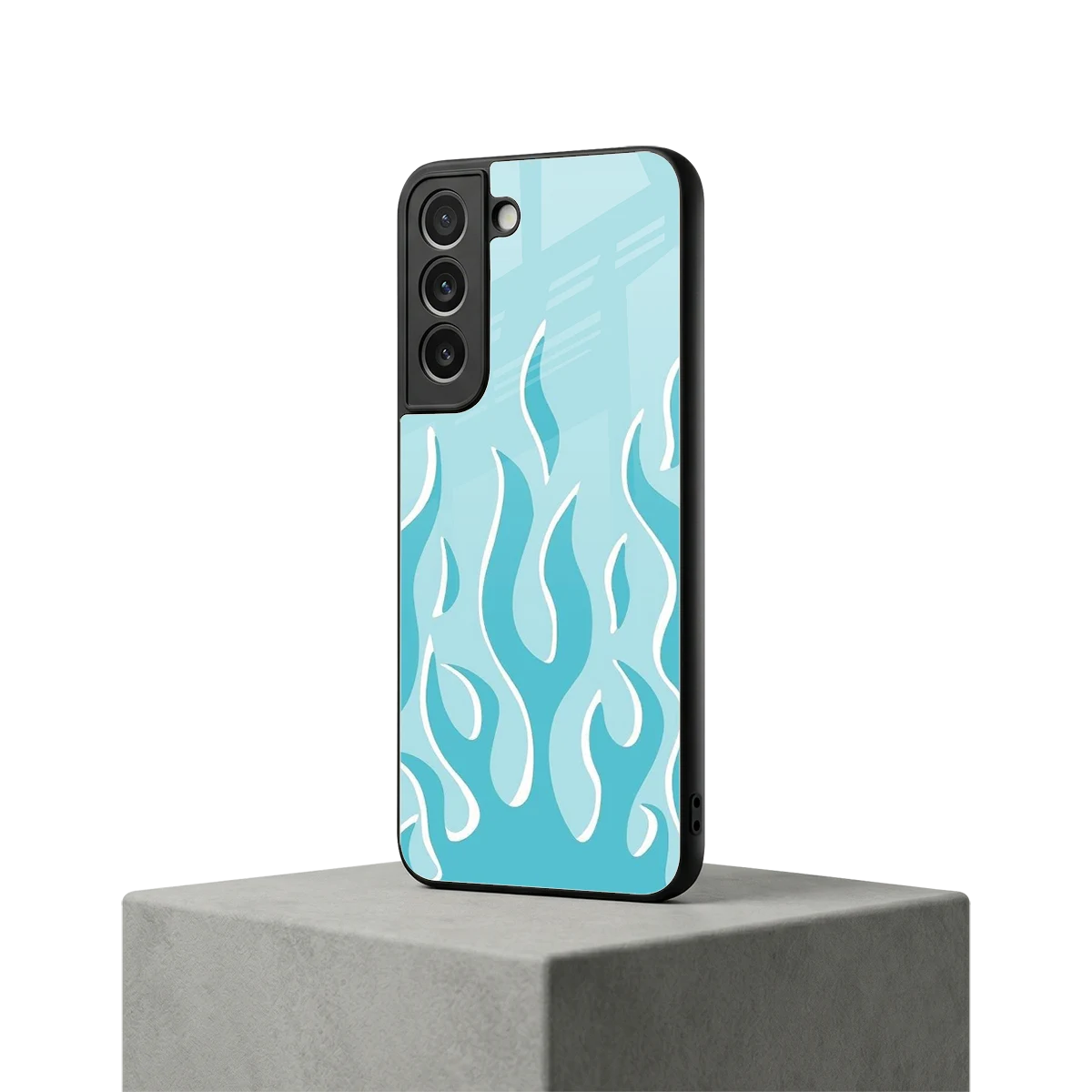 Y2K Retro Blue Flames samsung galaxy s22 mobile cover | shockproof glass phone case