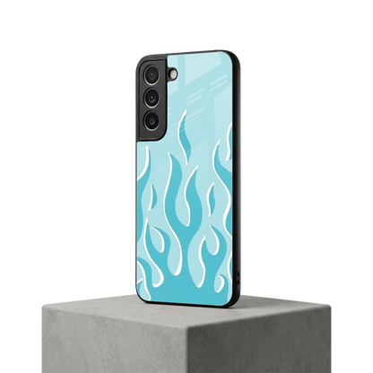 Y2K Retro Blue Flames samsung galaxy s22 mobile cover | shockproof glass phone case
