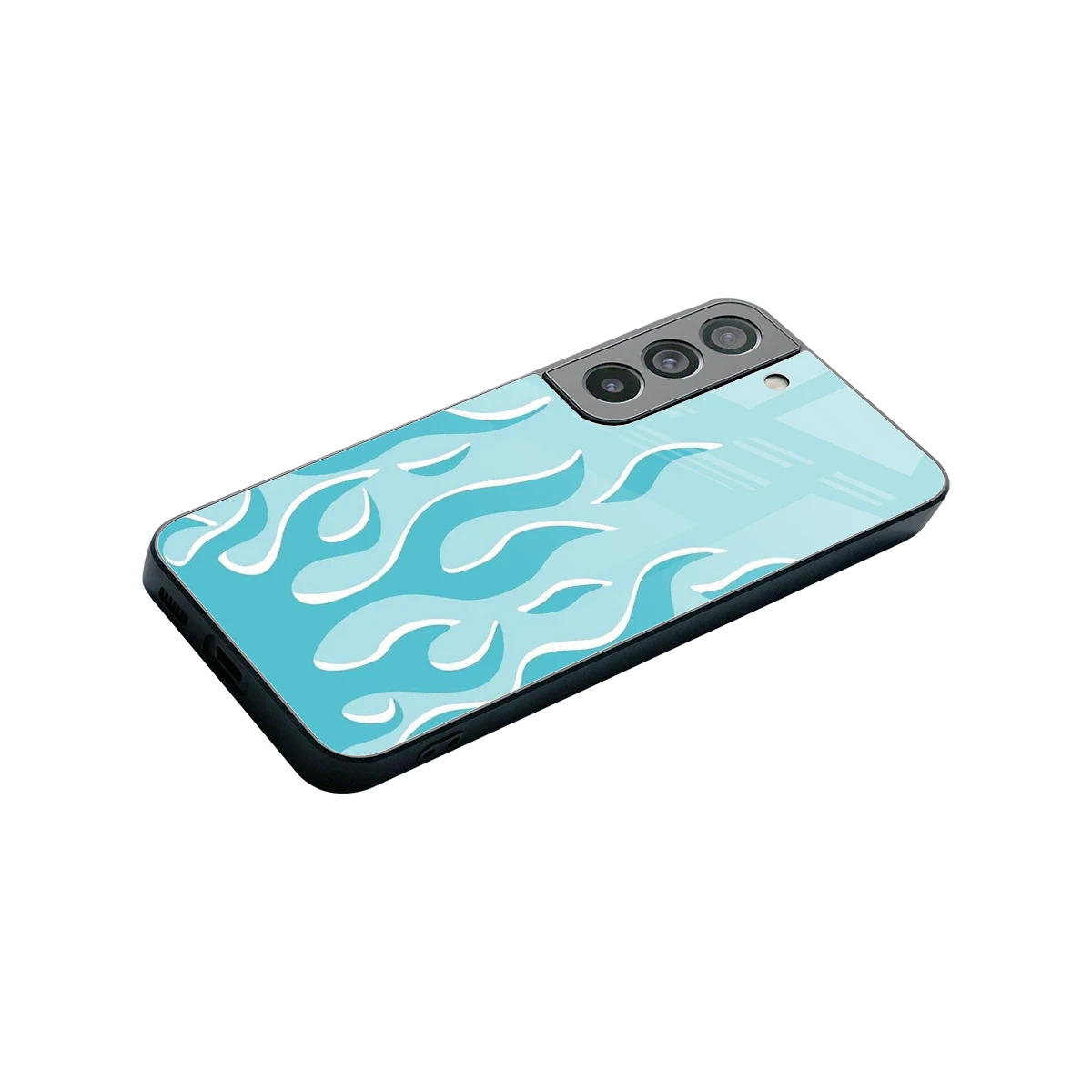 Y2K Retro Blue Flames stylish phone case for samsung galaxy s22 | glossy glass and slim fit