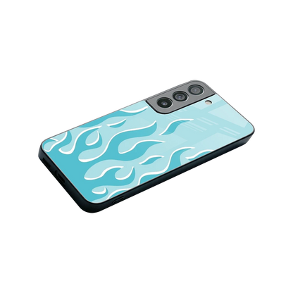 Y2K Retro Blue Flames stylish phone case for samsung galaxy s22 | glossy glass and slim fit