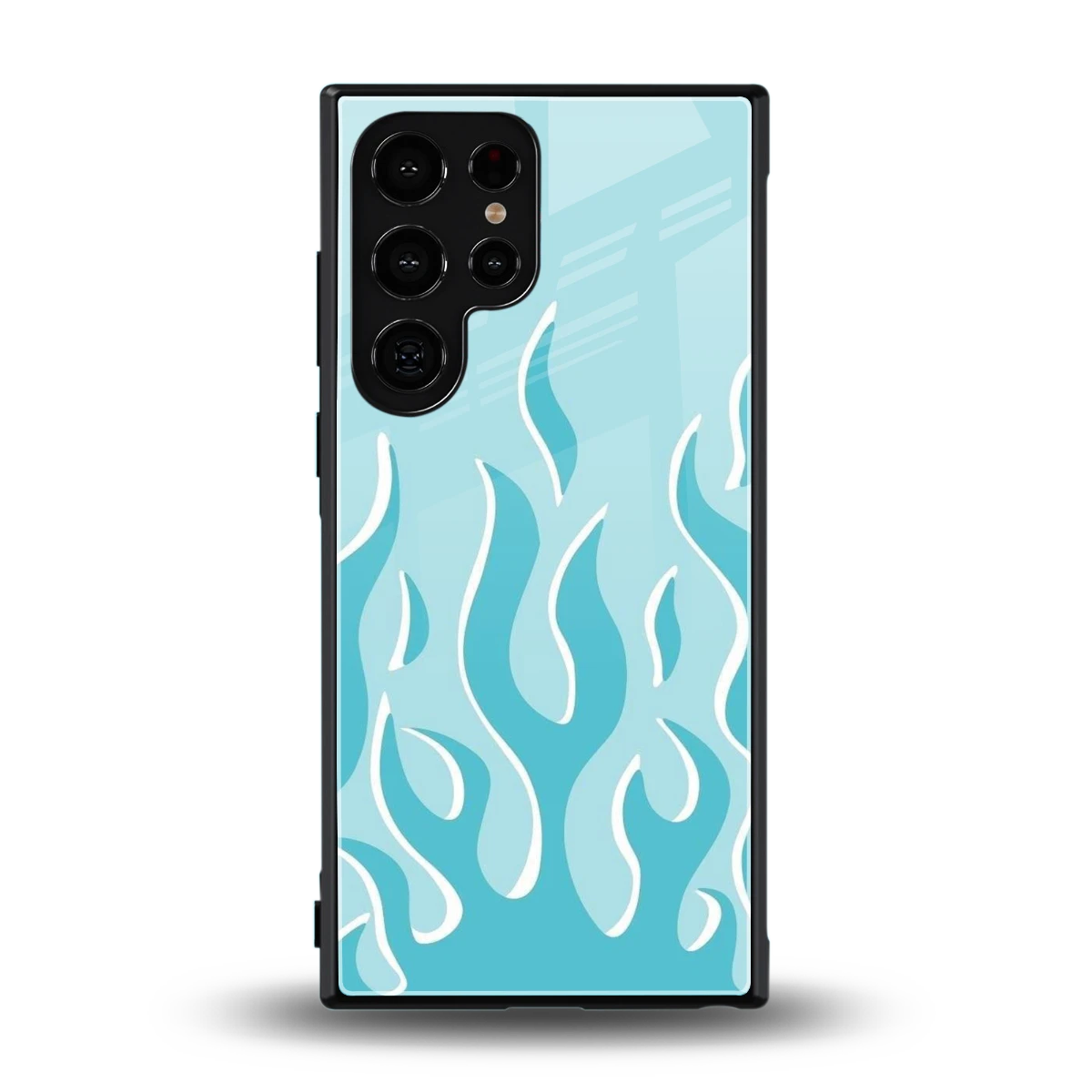 Y2K Retro Blue Flames back phone cover | glass case for samsung galaxy s24 ultra