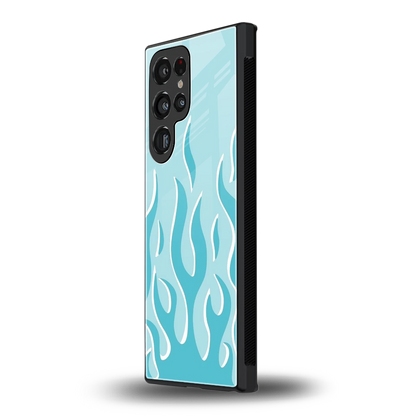 Y2K Retro Blue Flames samsung galaxy s24 ultra mobile cover | shockproof glass phone case