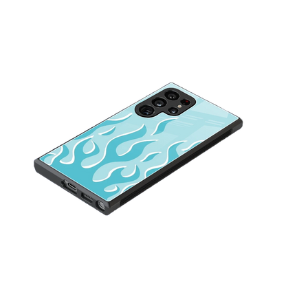 Y2K Retro Blue Flames stylish phone case for samsung galaxy s24 ultra | glossy glass and slim fit
