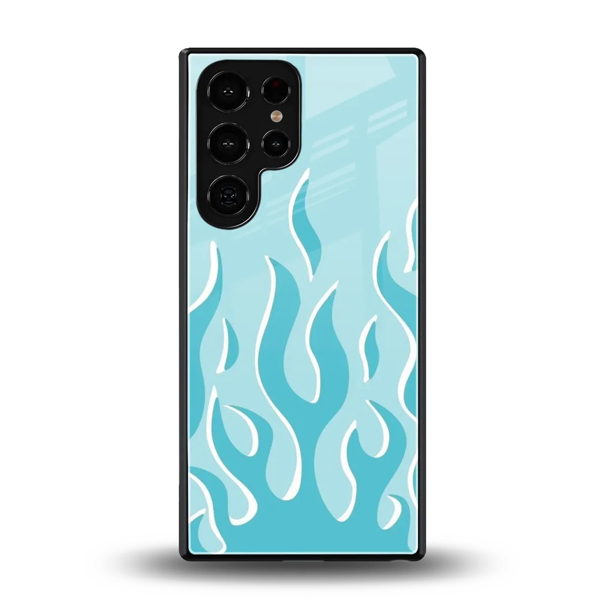 Y2K Retro Blue Flames back phone cover | glass case for samsung galaxy s25 ultra