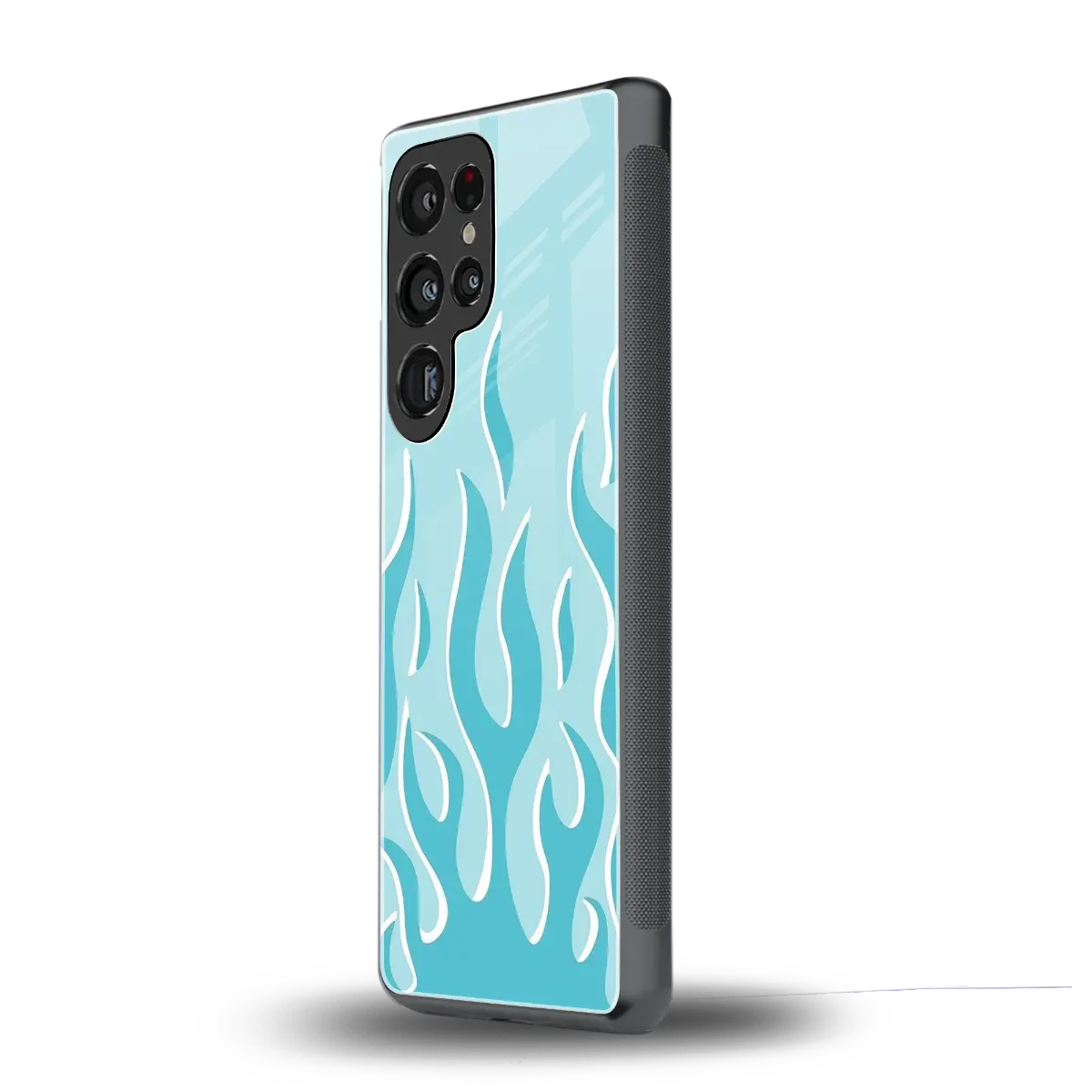 Y2K Retro Blue Flames samsung galaxy s25 ultra mobile cover | shockproof glass phone case