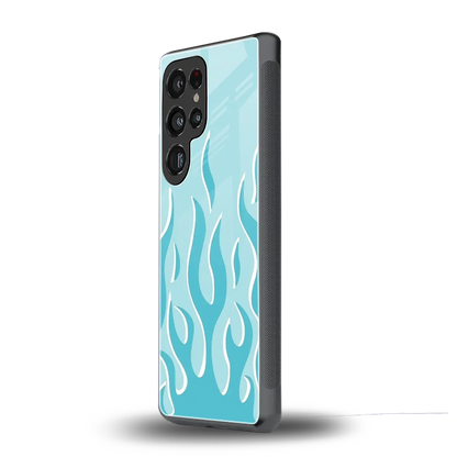 Y2K Retro Blue Flames samsung galaxy s25 ultra mobile cover | shockproof glass phone case