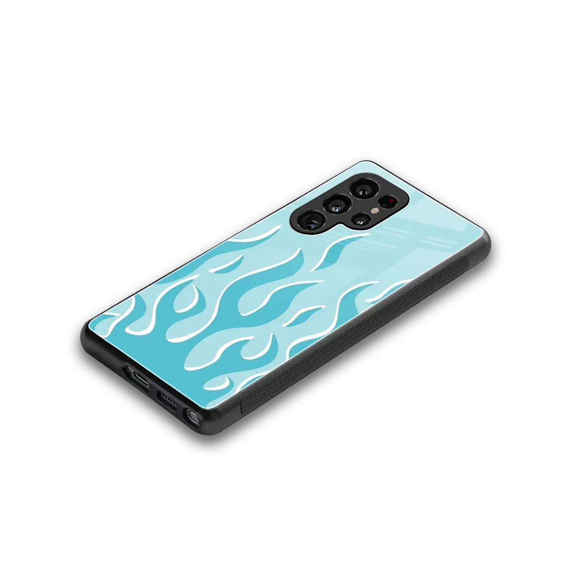 Y2K Retro Blue Flames stylish phone case for samsung galaxy s25 ultra | glossy glass and slim fit