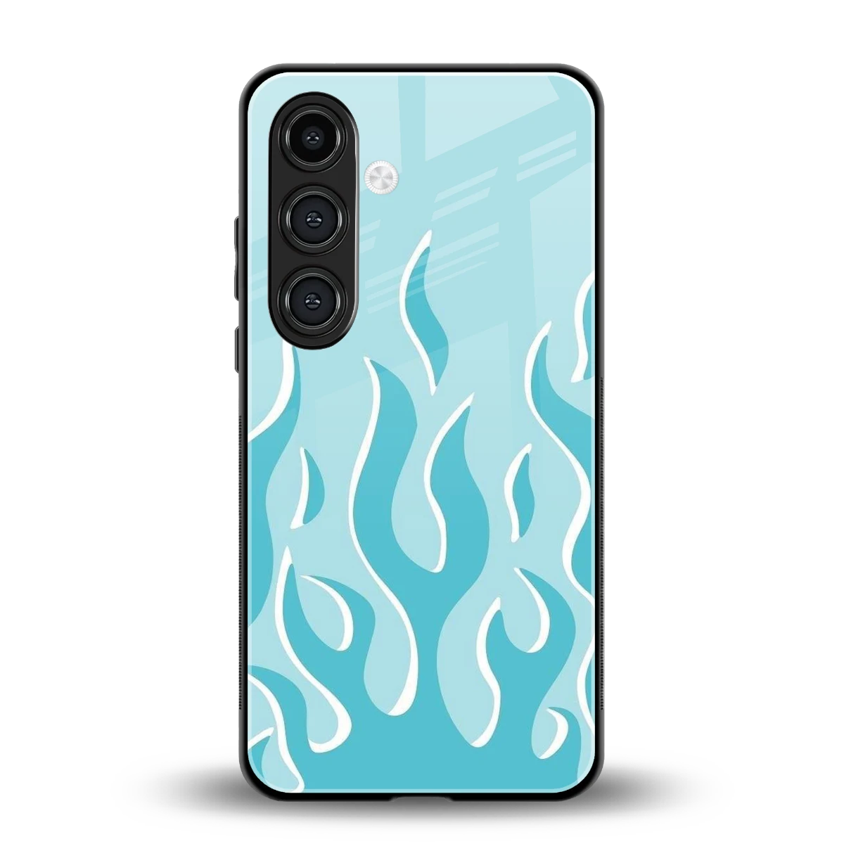 Y2K Retro Blue Flames back phone cover | glass case for samsung galaxy s25 fe