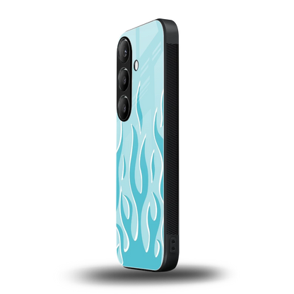 Y2K Retro Blue Flames samsung galaxy s24 fe mobile cover | shockproof glass phone case