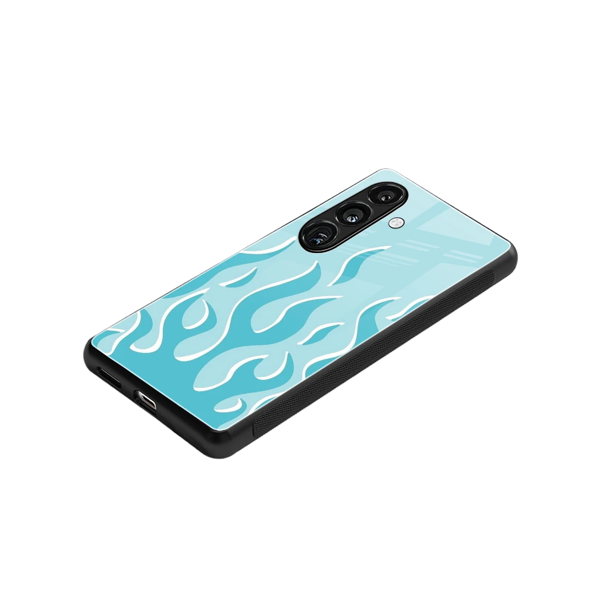 Y2K Retro Blue Flames stylish phone case for samsung galaxy s25 fe | glossy glass and slim fit