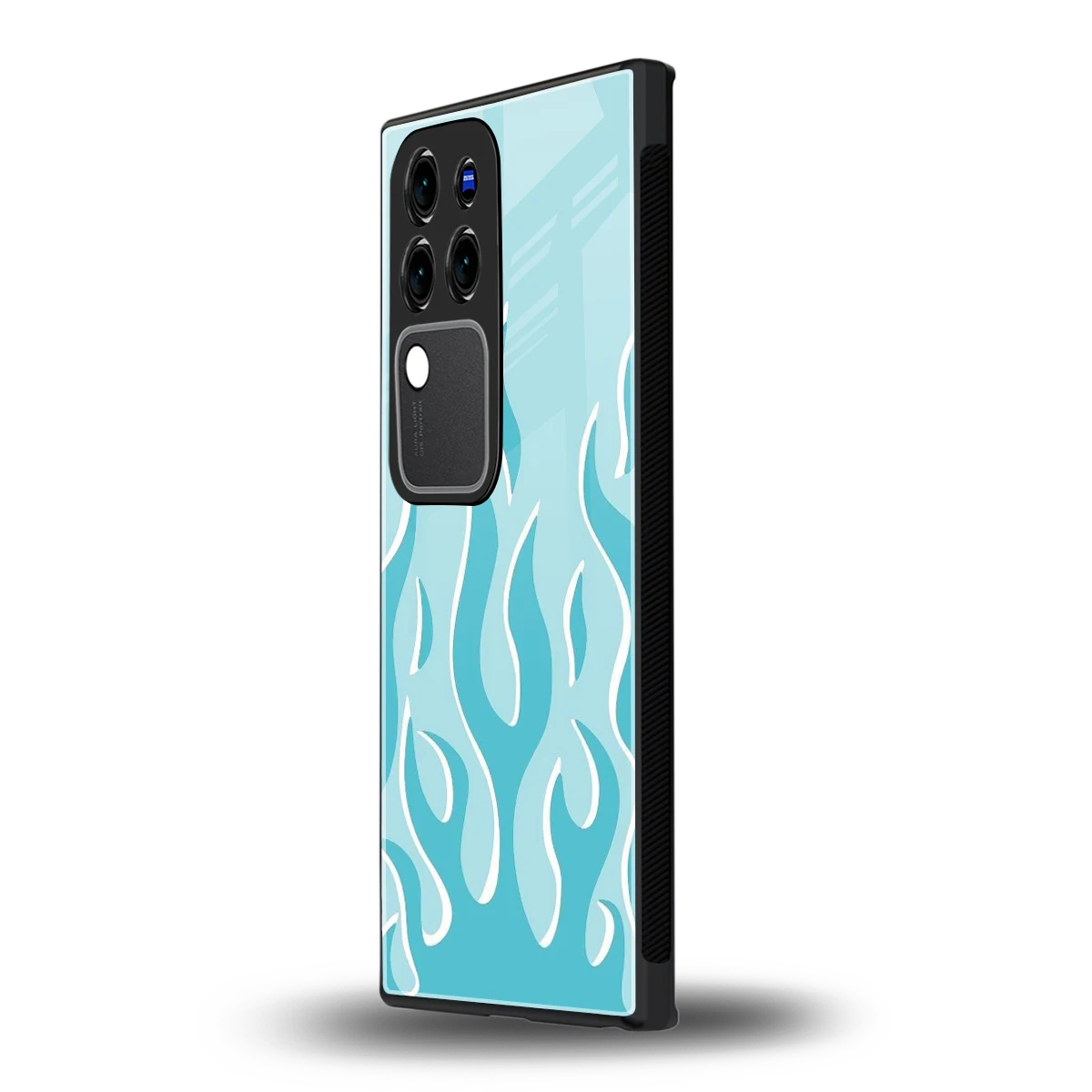 Y2K Retro Blue Flamesvivo v30 pro mobile cover | shockproof glass phone case