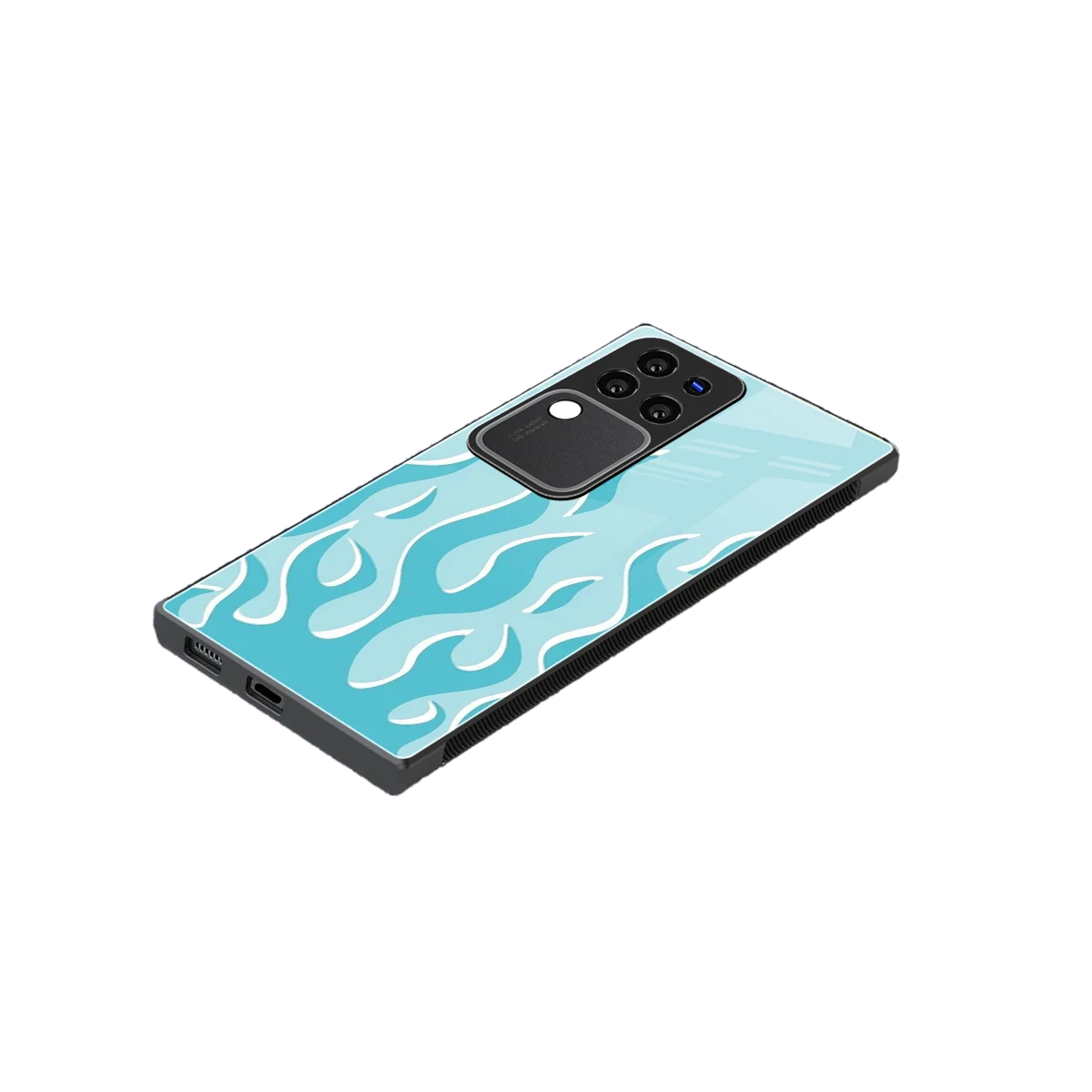 Y2K Retro Blue Flames stylish phone case forvivo v30 pro | glossy glass and slim fit