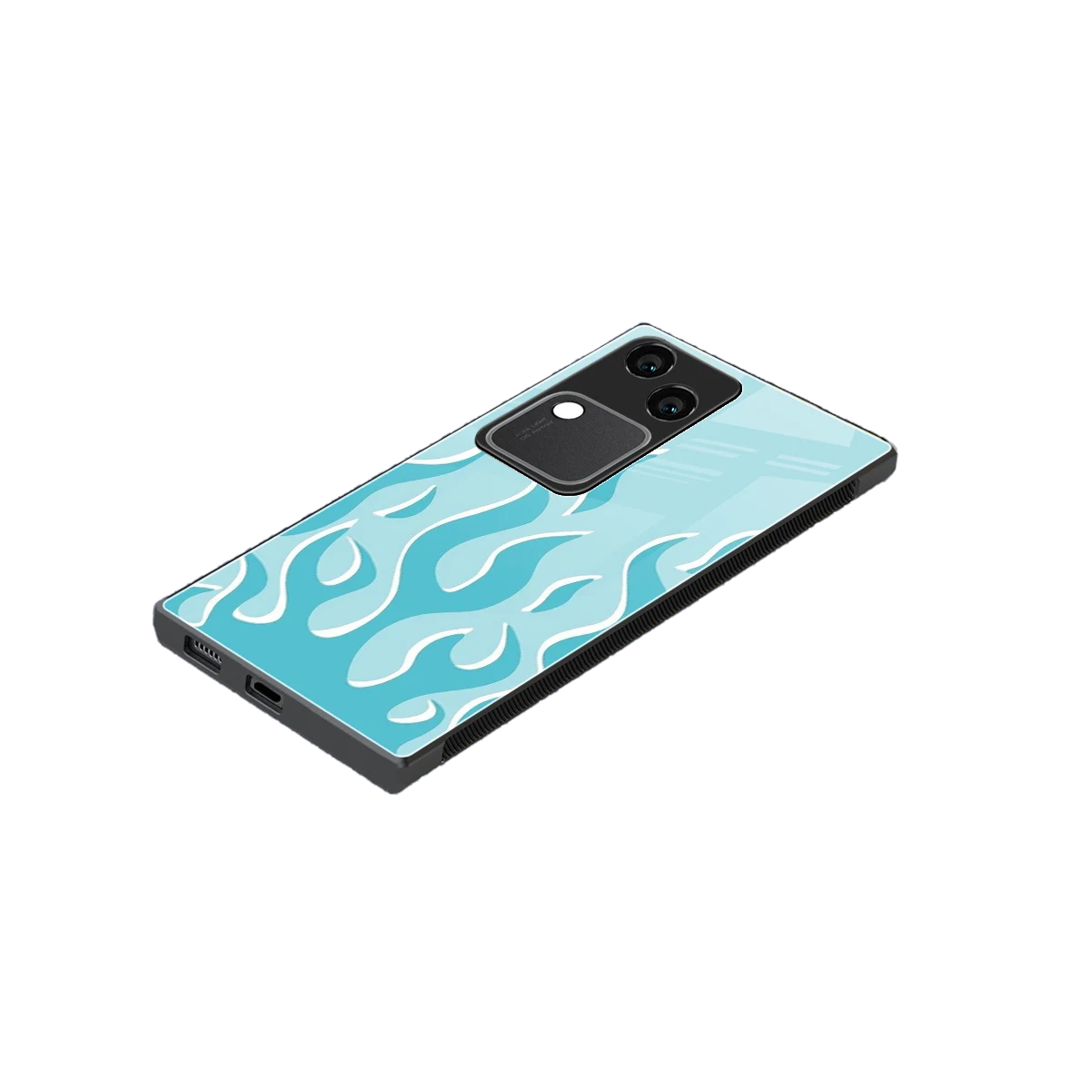 Y2K Retro Blue Flames stylish phone case for vivo v30 | glossy glass and slim fit