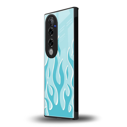 Y2K Retro Blue Flames vivo v40 pro mobile cover | shockproof glass phone case