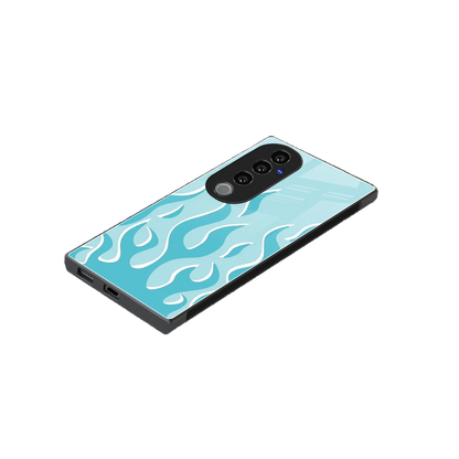Y2K Retro Blue Flames stylish phone case for vivo v40 pro | glossy glass and slim fit