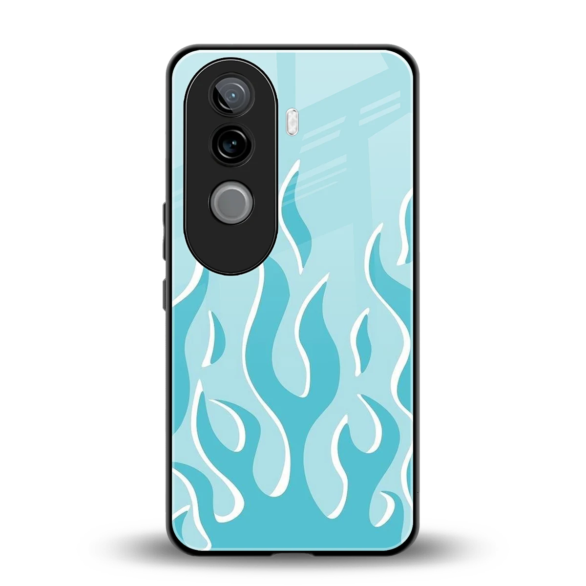 Y2K Retro Blue Flames back phone cover | glass case for vivo v40e