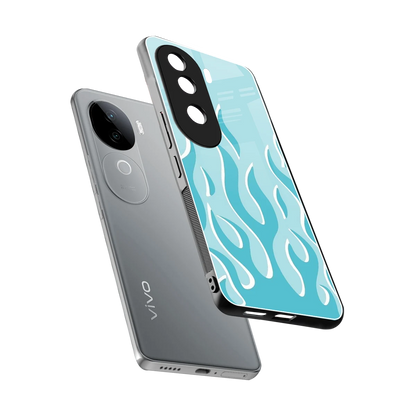 Y2K Retro Blue Flames sleek vivo v40e cover with tempered glass back and TPU edges