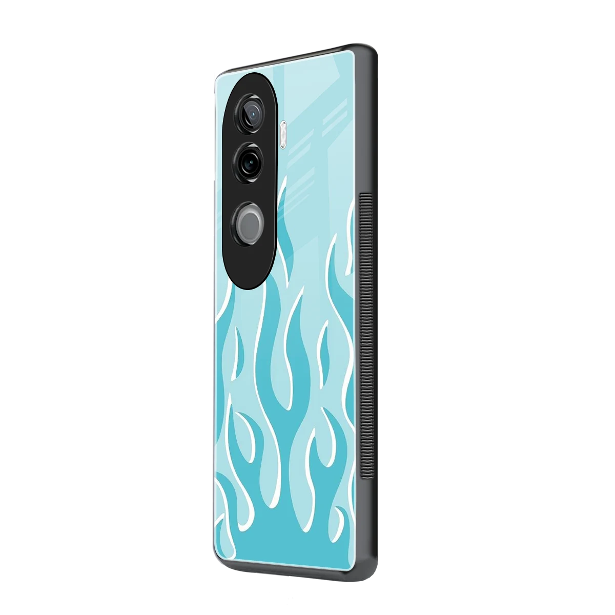Y2K Retro Blue Flames vivo v40e mobile cover | shockproof glass phone case