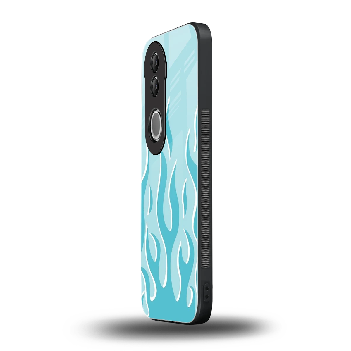 Y2K Retro Blue Flames vivo v50 mobile cover | shockproof glass phone case