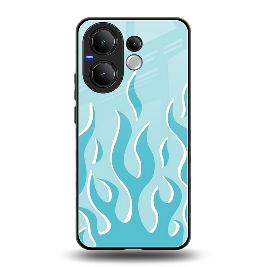 Y2K Retro Blue Flames back phone cover | glass case for vivo v60