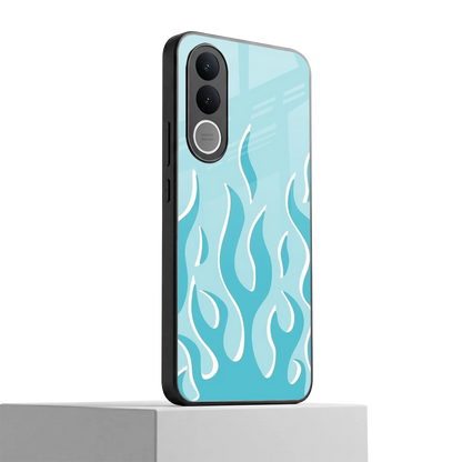 Y2K Retro Blue Flames vivo v70 fe mobile cover | shockproof glass phone case