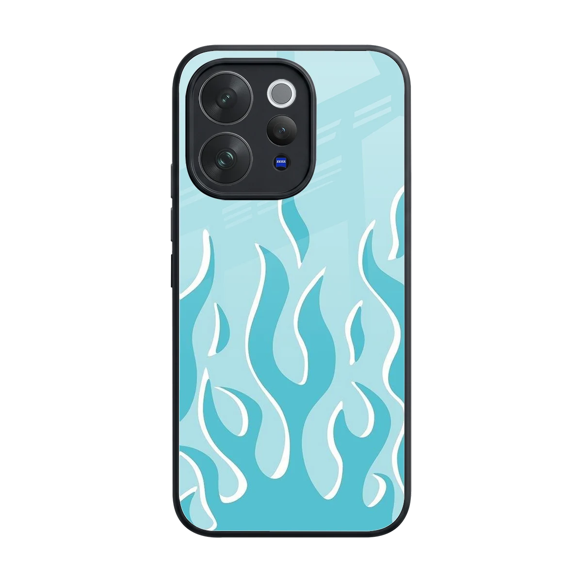 Y2K Retro Blue Flames back phone cover | glass case for vivo v70 elite