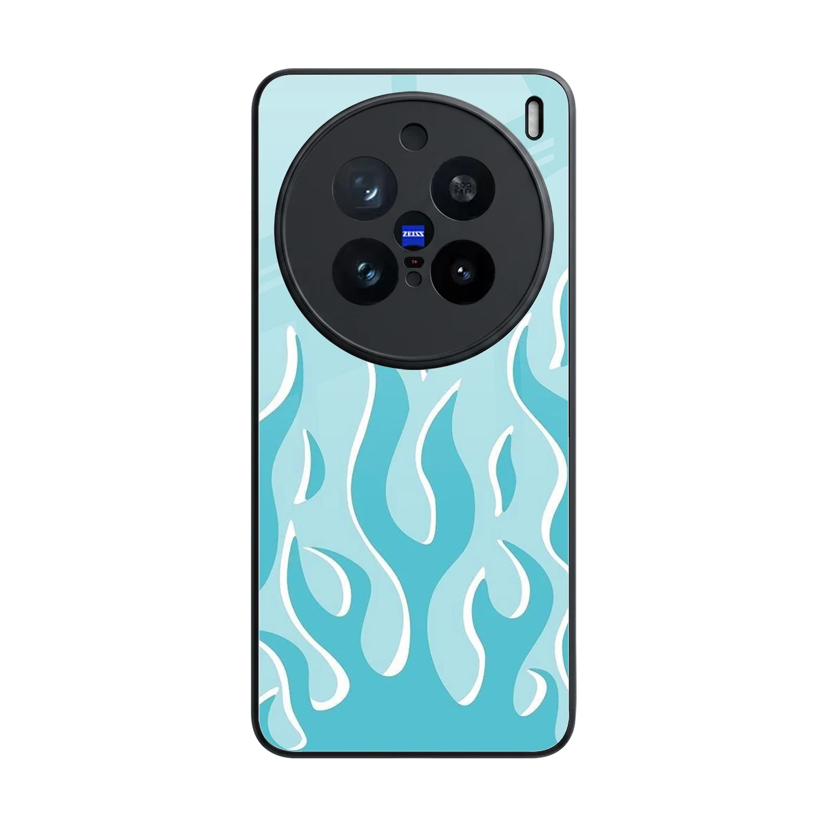 Y2K Retro Blue Flames back phone cover | glass case for vivo x200 pro