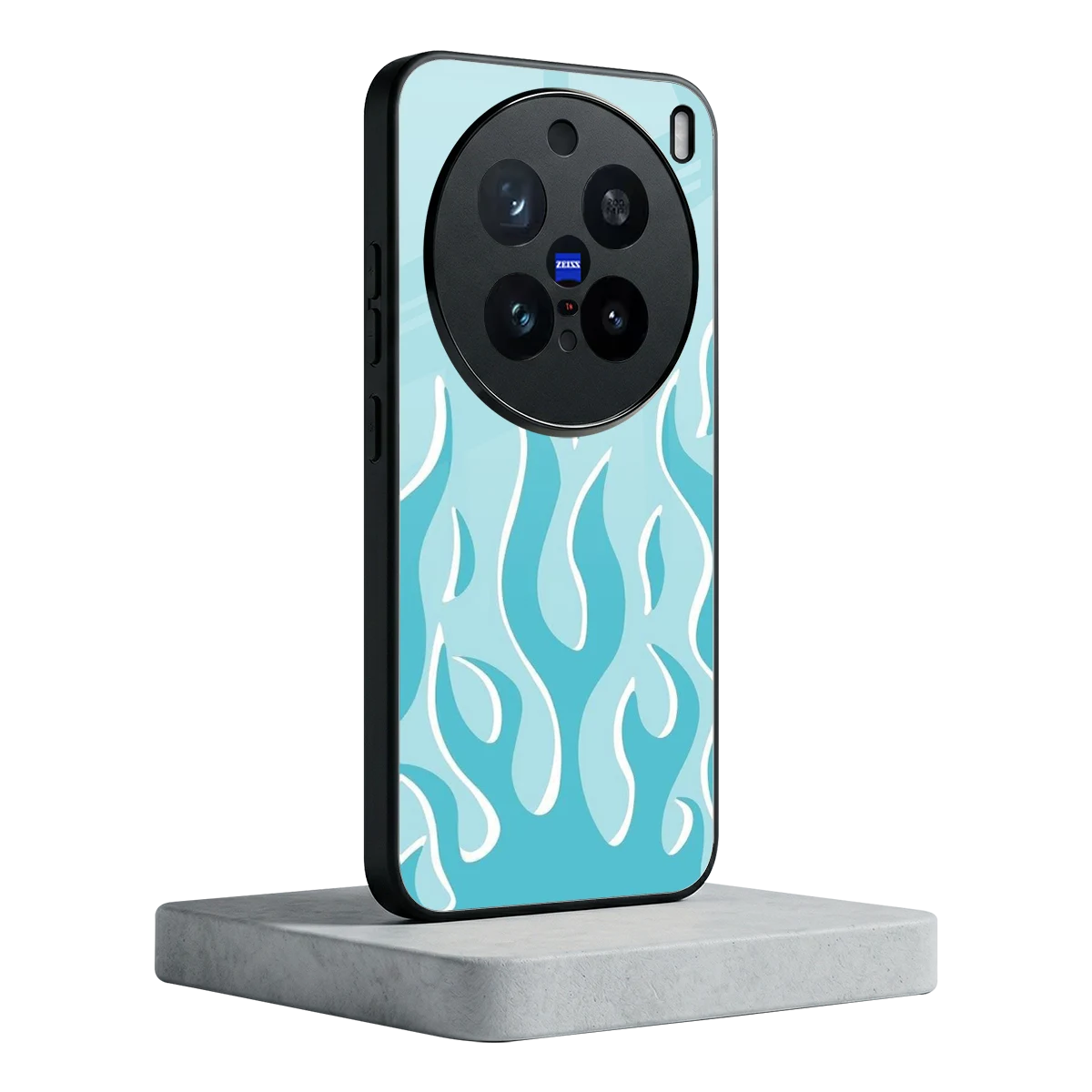 Y2K Retro Blue Flames vivo x200 pro mobile cover | shockproof glass phone case